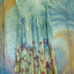 Hand-painted maxi dress, flowers.  Size M.