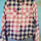 Checked bleached flannel shirt in navy and pink.   Size XS-S.