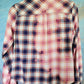 Checked bleached flannel shirt in navy and pink.   Size XS-S.