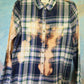 Soft navy plaid shirt, peach bleaching.   Size S.