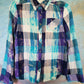 Purple, turquoise and white bleached shirt.   Size XS/S.