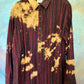 Cranberry and black bleached shirt with subtle brocade.  Unisex. Size XL.