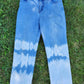 Straight leg bleached-at-the-bottom jean.  Size 10 Petite. 26” inseam.