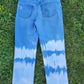 Straight leg bleached-at-the-bottom jean.  Size 10 Petite. 26” inseam.