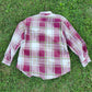 Maroon flannel shirt with grommets and camouflague bandana.   Size L.