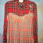 Super soft red plaid flannel shirt, bleached.  Size XL.