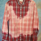 Pink and red plaid shirt with peal buttons.  Unisex. XL.