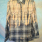 Soft plaid flannel shirt with bleaching.  Unisex. Size M.