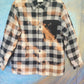 Quilted flannel accent pocket checked shirt.  Unisex. Size L.