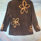 Black blazer with bleached copper flowers.  Size S.