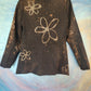 Black single-button blazer with bleached flowers.  Size XXL.