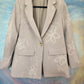 Gray blazer with tone-on-tone bleached flowers.  Size M.