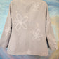 Gray blazer with tone-on-tone bleached flowers.  Size M.