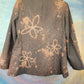 One-button gray blazer with bleached flowers.   Size L/XL.