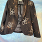 Little black blazer, hand-bleached flowers.  Size S