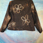 Little black blazer, hand-bleached flowers.  Size S