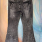 Dark gray bellbottom jeans with flowers.  Size L