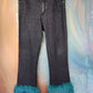 Embellished jeans with teal fringe.  Size 8. Inseam 30”