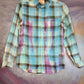 Purple and turquoise flannel shirt.  Size XS.