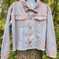 Jean jacket with neon orange accents.  Sizes S,L.