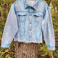 Jean jacket with neon blue accents.  Sizes S, L.