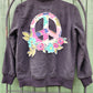 Letterman jacket with peace sign. Size XXS.