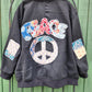 Letterman jacket with peace sign.  Size 2XL