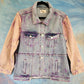 Denim and corduroy jacket with purple accents.  Size XL